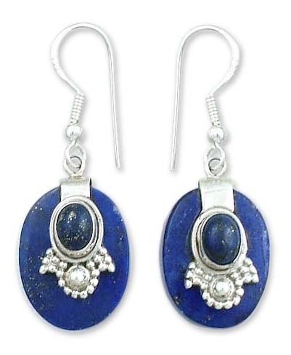 Alternate image for Artisan Jewelry Lapis Lazuli and Sterling Silver Earrings Constellations
