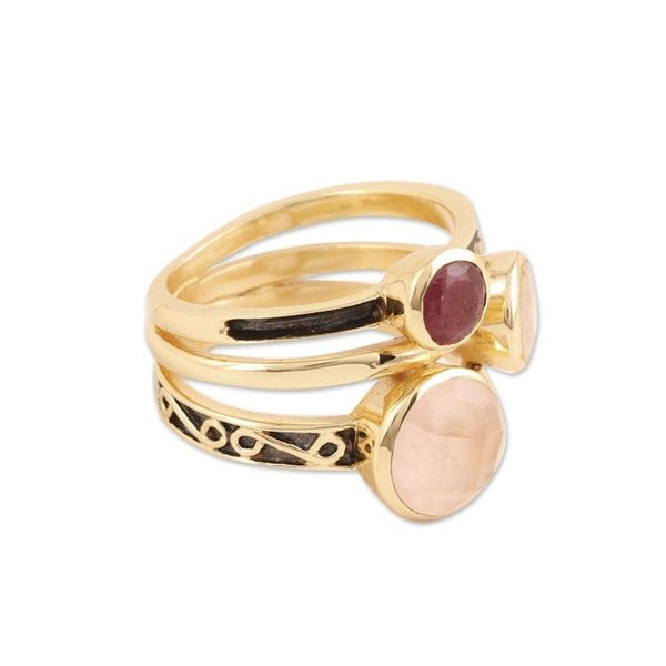 Alternate image for Gold-Plated Multi-Gemstone Cocktail Ring from India Color Harmony
