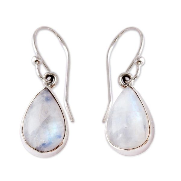 Alternate image for Rainbow Moonstone Earrings India Sterling Silver Jewelry Luminous Light