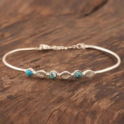 Alternate image for Indian Labradorite and Sterling Silver Bangle Bracelet Star Map