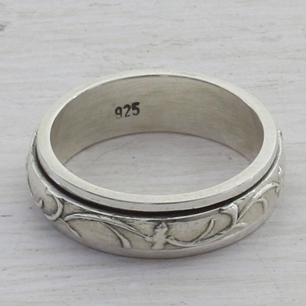 Alternate image for Artisan Crafted Sterling Silver Spinner Ring from India Spinning Vines
