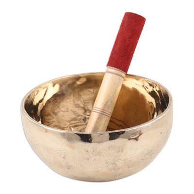 Alternate image for Artisan Crafted Brass Singing Bowl 7 inch Serene Play