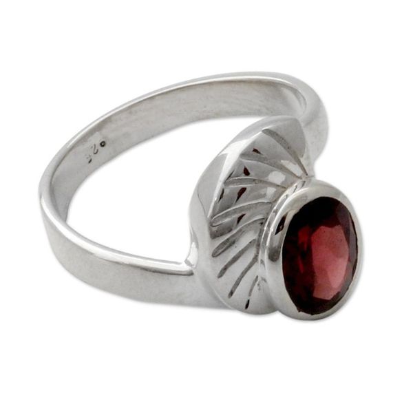 Alternate image for Handmade Sterling Silver and Garnet Ring Love Shield