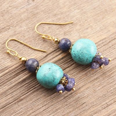 Alternate image for Quartz Beaded Dangle Earrings from India Watery Globes