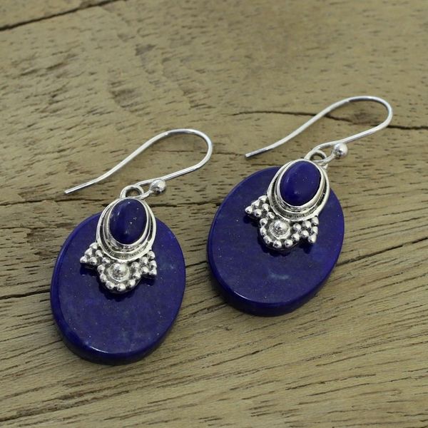 Alternate image for Artisan Jewelry Lapis Lazuli and Sterling Silver Earrings Constellations
