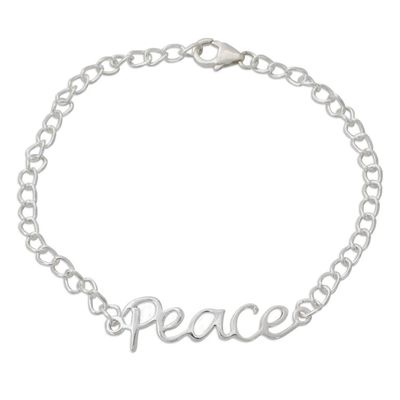 Alternate image for Artisan Crafted Sterling Silver Bracelet with Peace Theme Remembrance of Peace