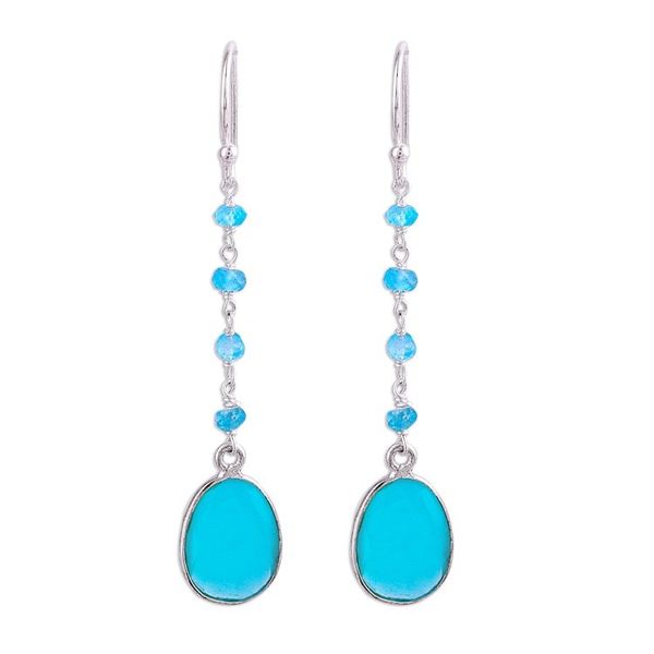 Alternate image for Chalcedony Multi-Stone Dangle Earrings from India Raining Drops