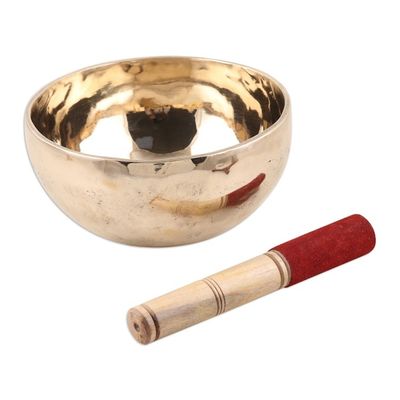 Alternate image for Artisan Crafted Brass Singing Bowl 7 inch Serene Play