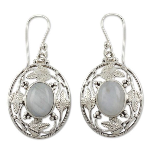 Alternate image for Handcrafted Rainbow Moonstone and Sterling Silver Earrings Moonlit Avatar