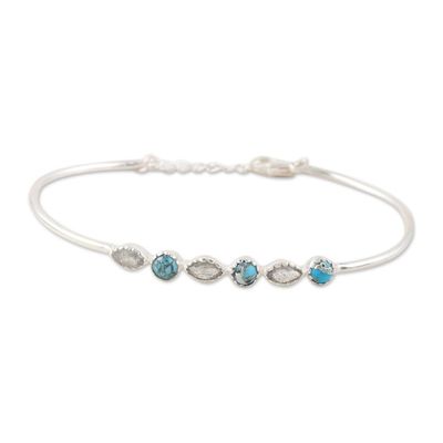 Alternate image for Indian Labradorite and Sterling Silver Bangle Bracelet Star Map