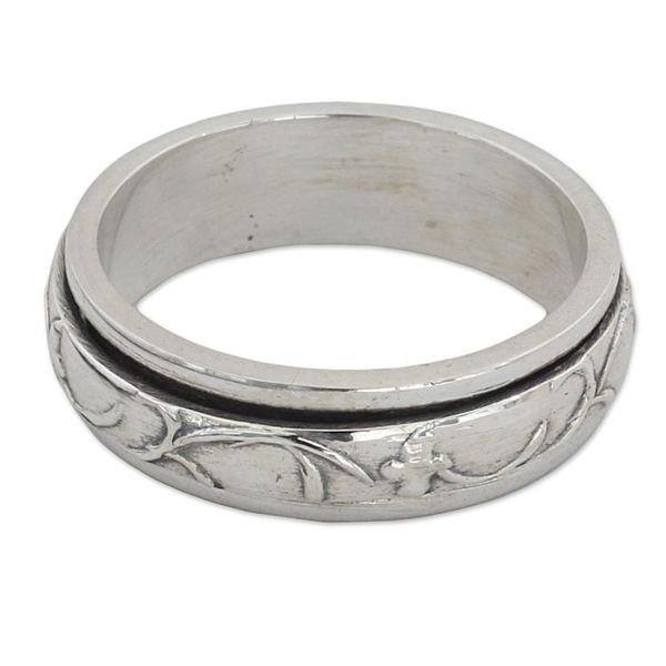 Alternate image for Artisan Crafted Sterling Silver Spinner Ring from India Spinning Vines