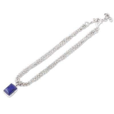 Alternate image for Charm Bracelet Made with Lapis Lazuli and Sterling Silver Blue Royal Frame