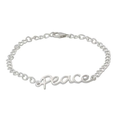 Alternate image for Artisan Crafted Sterling Silver Bracelet with Peace Theme Remembrance of Peace