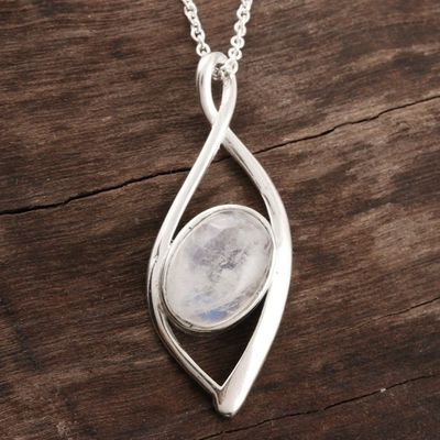 Alternate image for Rainbow Moonstone Cabochon Pendant Necklace Cockeyed Optimist