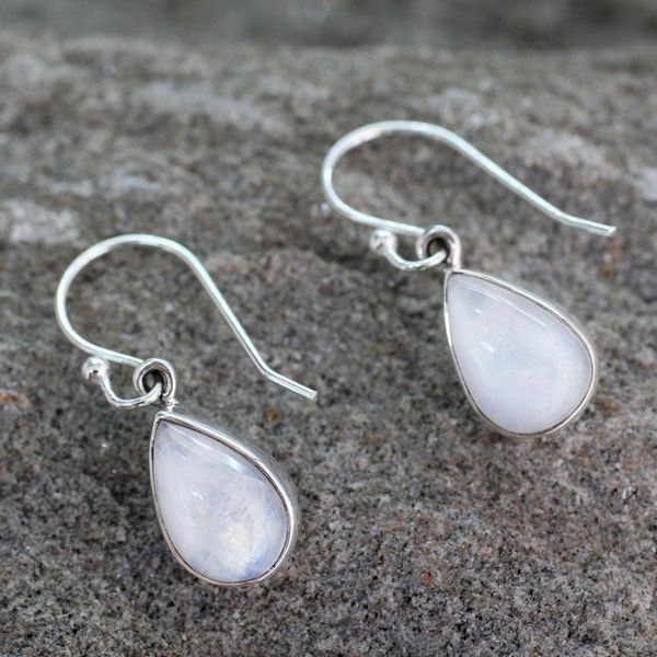 Alternate image for Rainbow Moonstone Earrings India Sterling Silver Jewelry Luminous Light