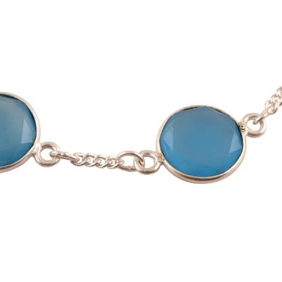Alternate image for 21-Carat Blue Chalcedony Station Bracelet from India Shimmering Blue