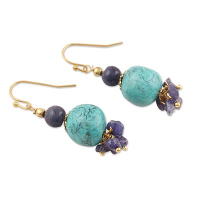 Alternate image for Quartz Beaded Dangle Earrings from India Watery Globes