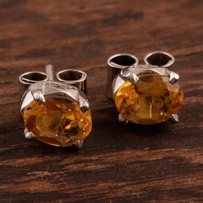 Alternate image for Citrine Birthstone Stud Earrings from India Scintillate
