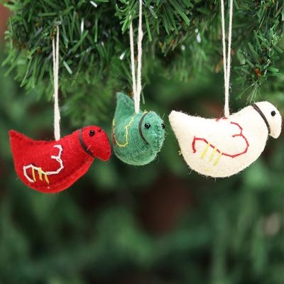 Alternate image for Assorted Color Wool Felt Pigeon Ornaments Set of 6 Christmas Pigeons