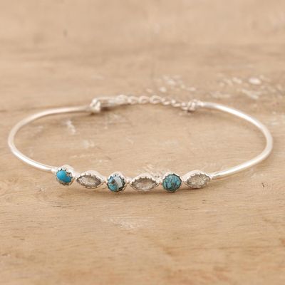 Alternate image for Indian Labradorite and Sterling Silver Bangle Bracelet Star Map