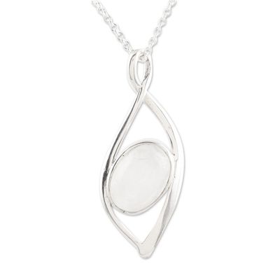 Alternate image for Rainbow Moonstone Cabochon Pendant Necklace Cockeyed Optimist