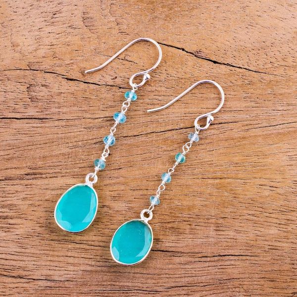Alternate image for Chalcedony Multi-Stone Dangle Earrings from India Raining Drops