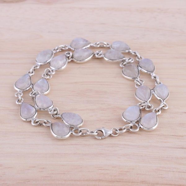 Alternate image for Rainbow Moonstone and Sterling Silver Link Bracelet Eternal Nature