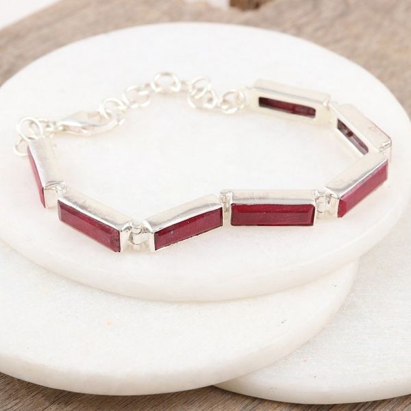 Alternate image for 14-Carat Ruby Link Bracelet Crafted from Sterling Silver Fascinating Red