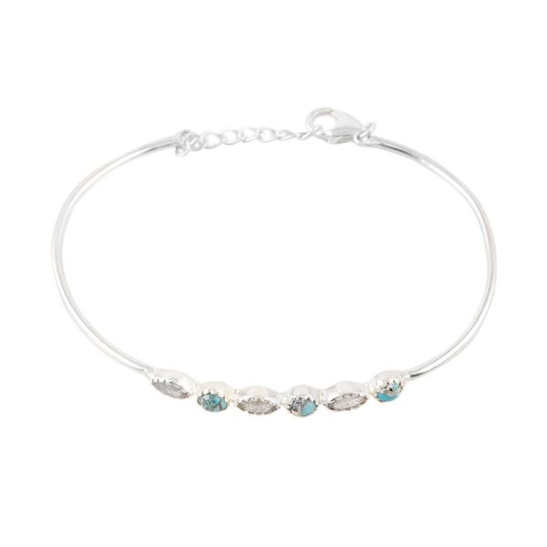 Alternate image for Indian Labradorite and Sterling Silver Bangle Bracelet Star Map