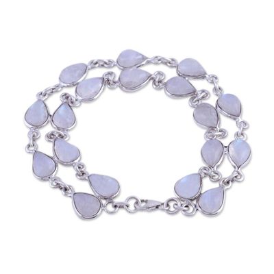 Alternate image for Rainbow Moonstone and Sterling Silver Link Bracelet Eternal Nature