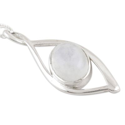 Alternate image for Rainbow Moonstone Cabochon Pendant Necklace Cockeyed Optimist