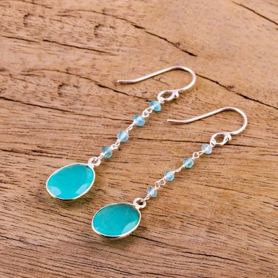 Alternate image for Chalcedony Multi-Stone Dangle Earrings from India Raining Drops