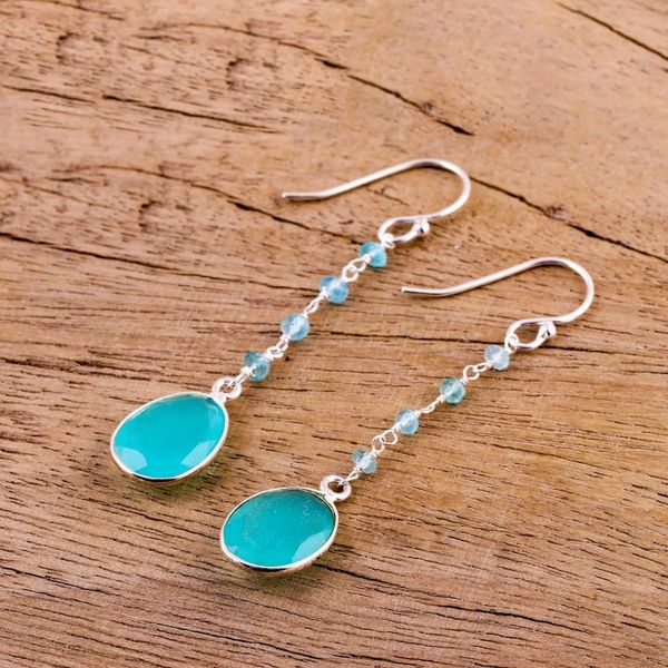 Alternate image for Chalcedony Multi-Stone Dangle Earrings from India Raining Drops