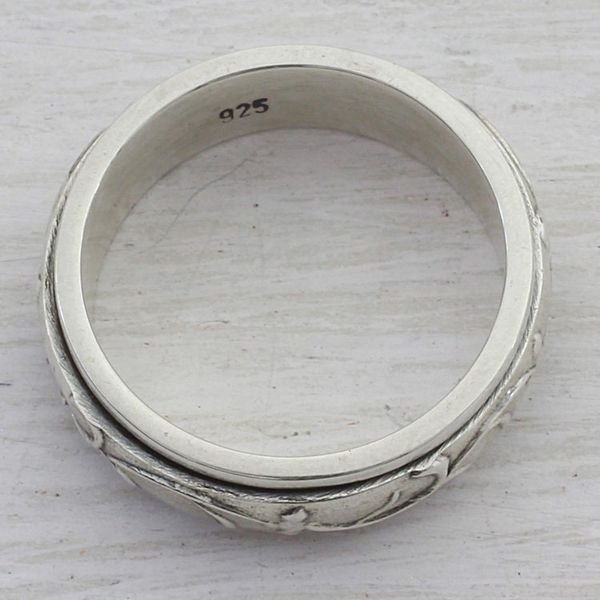 Alternate image for Artisan Crafted Sterling Silver Spinner Ring from India Spinning Vines