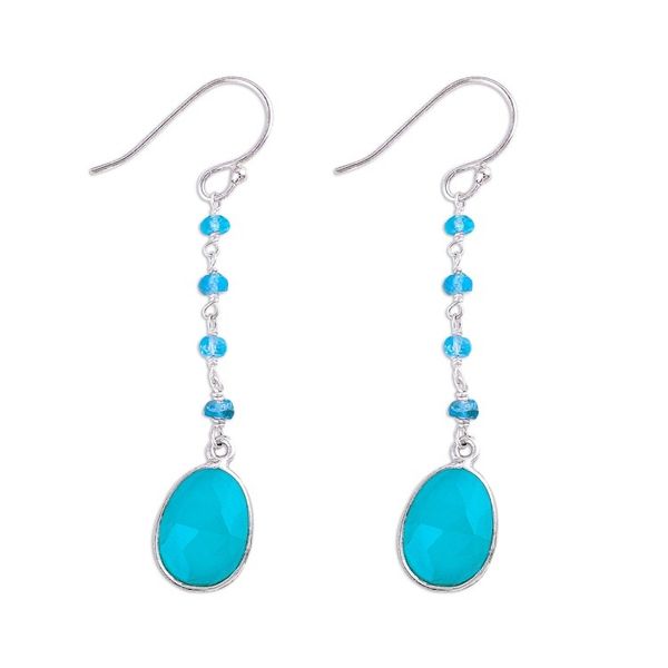 Alternate image for Chalcedony Multi-Stone Dangle Earrings from India Raining Drops