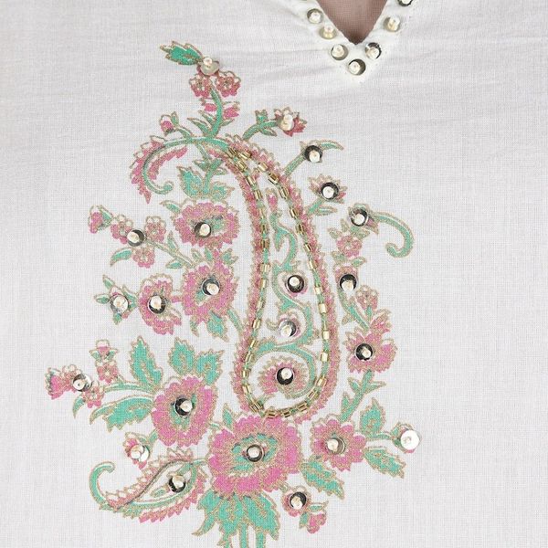 Alternate image for Cotton Block Print Tunic with Beadwork and Sequins Beautiful Jaipur