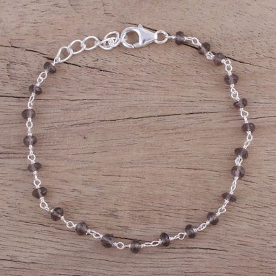 Alternate image for Handmade Adjustable Smoky Quartz Link Bracelet from India Beautiful Saga