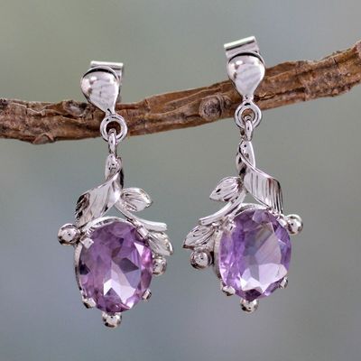 Alternate image for Artisan Made Amethyst Earrings Wisteria Bloom