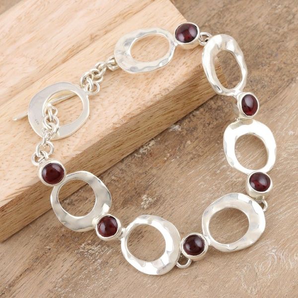 Alternate image for Indian Garnet and Sterling Silver Link Bracelet Every Other Heartbeat
