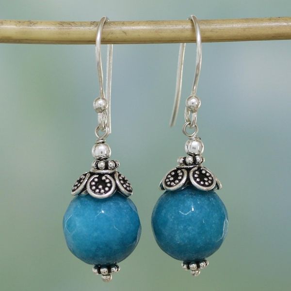 Alternate image for Blue Aventurine and Sterling Silver Dangle Earrings Sweet Blue Exuberance