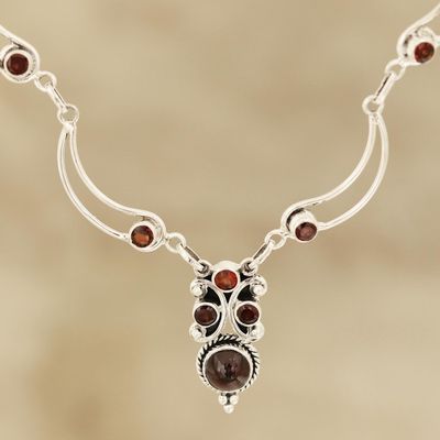 Primary image for Natural Garnet Link Pendant Necklace from India Radiant Princess