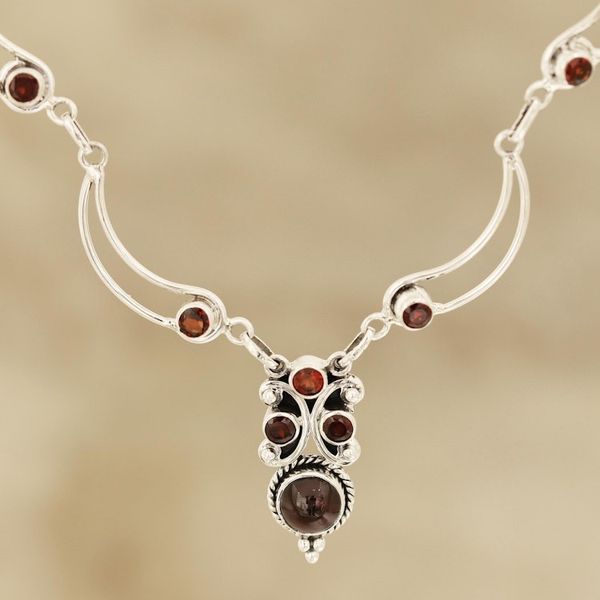 Alternate image for Natural Garnet Link Pendant Necklace from India Radiant Princess
