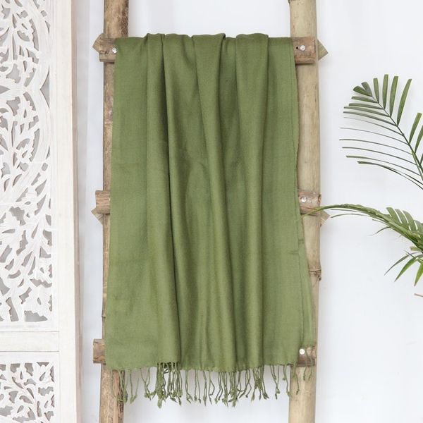 Alternate image for Olive Green Handwoven Rectangular Shawl from India Olive Wrap