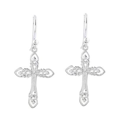 Alternate image for Sterling Silver Cross Dangle Earrings from India Delightful Crosses