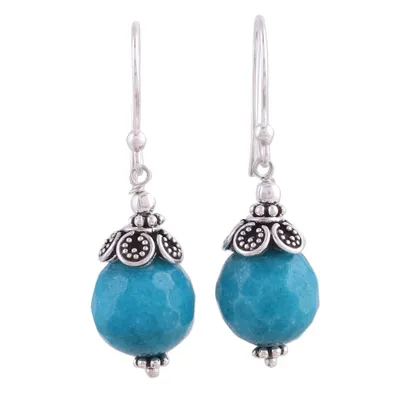 Alternate image for Blue Aventurine and Sterling Silver Dangle Earrings Sweet Blue Exuberance