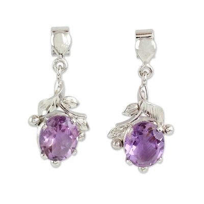 Alternate image for Artisan Made Amethyst Earrings Wisteria Bloom
