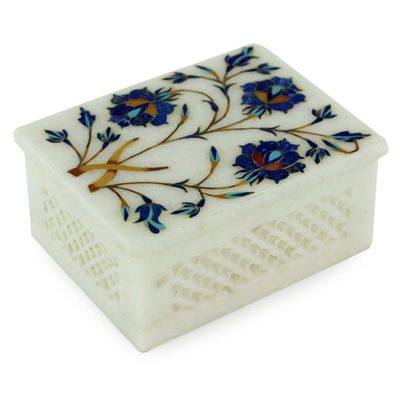 Alternate image for Handcrafted Indian Floral Marble Inlay Jewelry Box Floral World Heritage