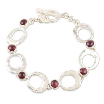 Alternate image for Indian Garnet and Sterling Silver Link Bracelet Every Other Heartbeat