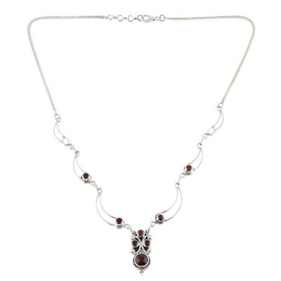 Alternate image for Natural Garnet Link Pendant Necklace from India Radiant Princess