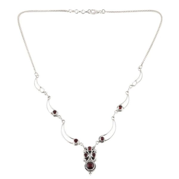 Alternate image for Natural Garnet Link Pendant Necklace from India Radiant Princess